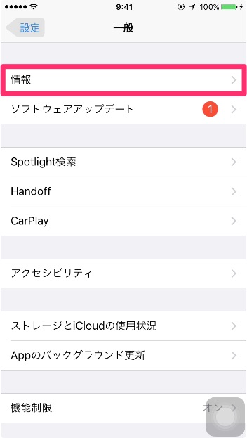 「情報」をタップ