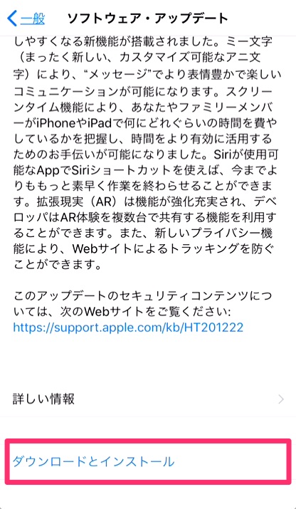 下にスクロールし「ダウンロードとインストール」を押す