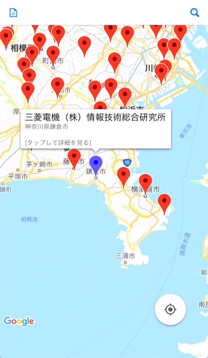 ③地図上に企業が表示される