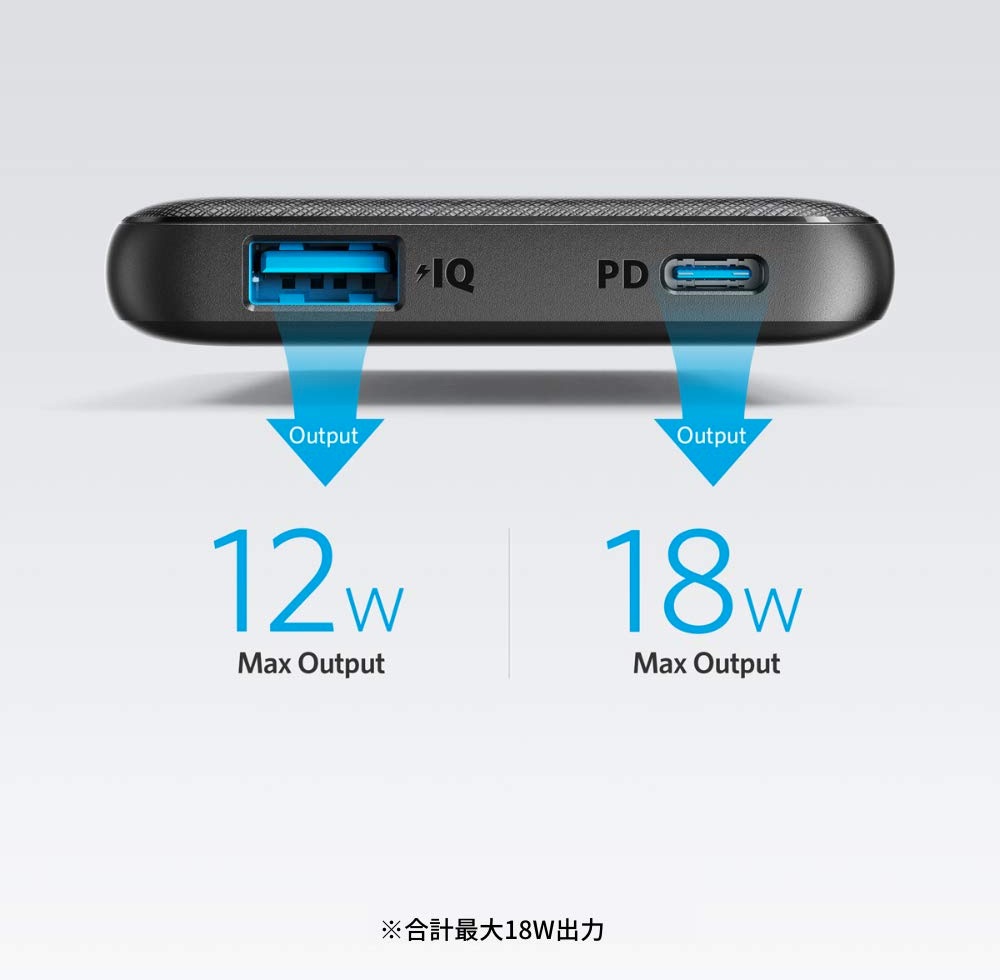 POWERIQ搭載「USB-A」とPD対応「USB-Cポート」の2つのポート