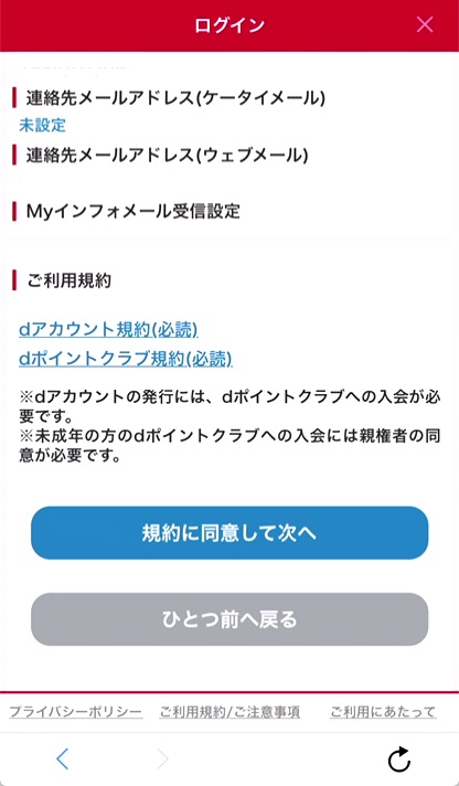 10.「規約に同意して次へ」をタップ